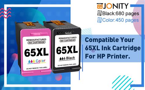 JONITY Remanufactured Ink Cartridge Replacement for HP 65XL 65 XL Envy ...