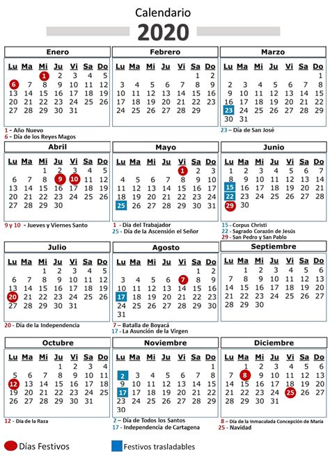 Revisar Calendario 2020 Colombia Con Festivos Pdf Para Imprimir | Porn Sex Picture