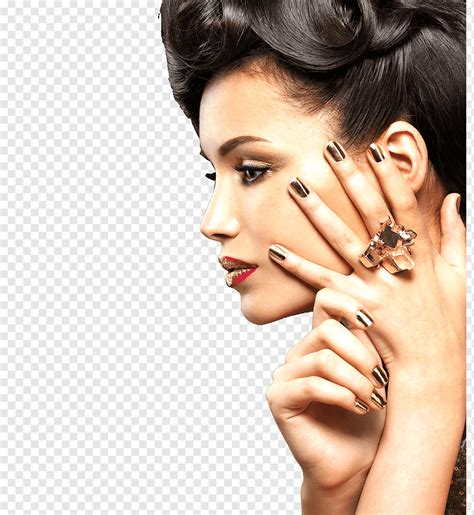 Cosmetics Beauty Parlour Model Manicure, Makeup Model, side view of ...