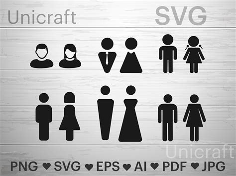 Men and Women Bathroom Sign Svg, Restroom Svg, Vector, Free Bathroom Sign Svg, Silhouette Svg ...