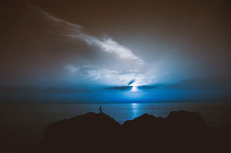 2560x1080 resolution | person standing on cliff during night time HD ...