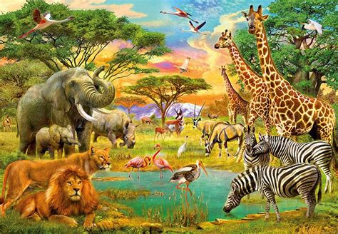 Safari Wild animals wall mural wallpapers | African animals, Animal ...