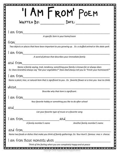 I Am Poem - I Am From Poem: Template, Example Poem & Grading Rubric ...