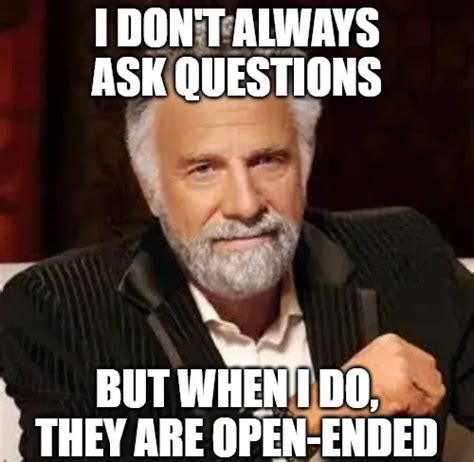 I DON'T ALWAYS ASK QUESTIONS; BUT WHEN I DO, THEY ARE OPEN-ENDED meme ...