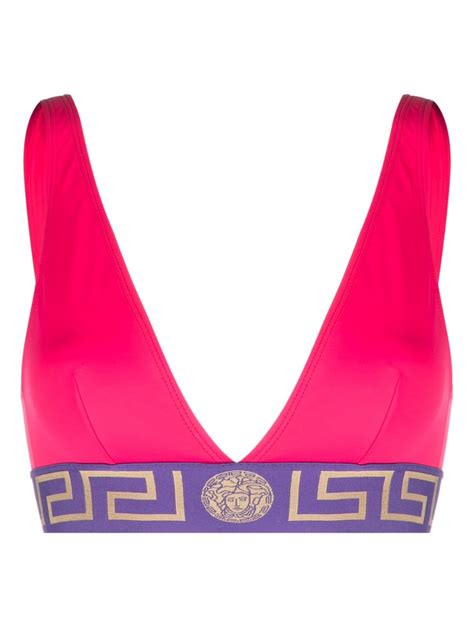 Versace Logo Triangle Bra In Pink & Purple | ModeSens