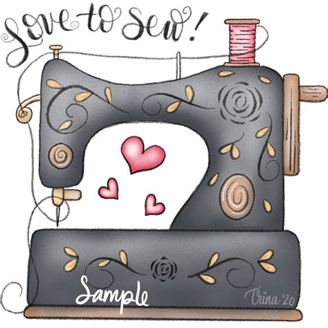 Love to Sew Sewing Machine PNG Clipart Commercial Use Instant Digital Download Dye Sublimation ...