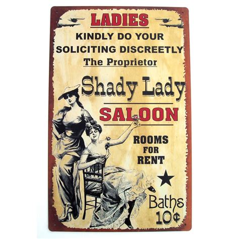 SHADY LADY SALOON western street girls VINTAGE TIN SIGN | Vintage tin signs, Shady lady, Western ...