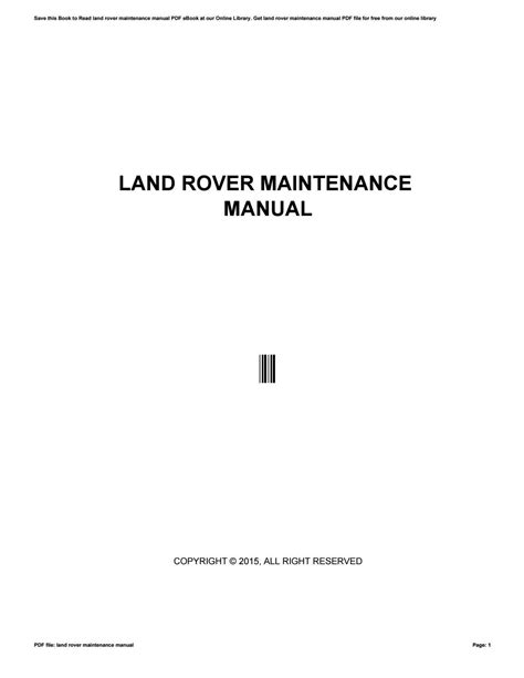 Land rover maintenance manual by uacro24 - Issuu