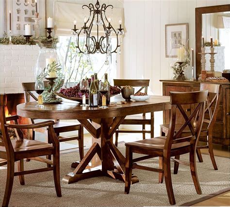 Benchwright Extending Round Dining Table - Rustic Mahogany | Pottery ...