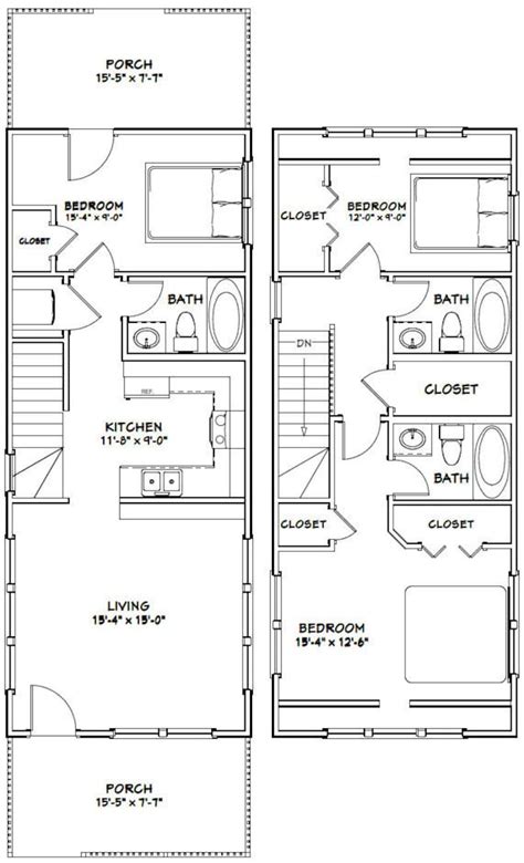 16x40 House 1193 Sq Ft PDF Floor Plan Instant - Etsy | Small house ...