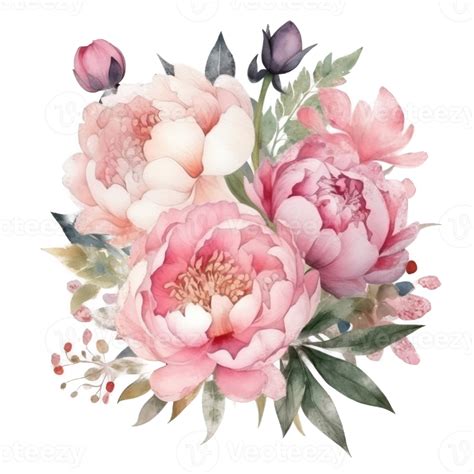 Elegant watercolor peony flower bouquet. 22598711 PNG