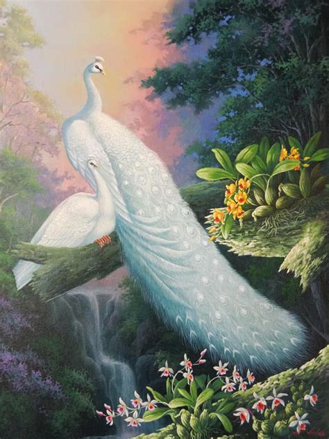 White Peacock Painting Famous Peacock Paintings Royal Thai Art ...