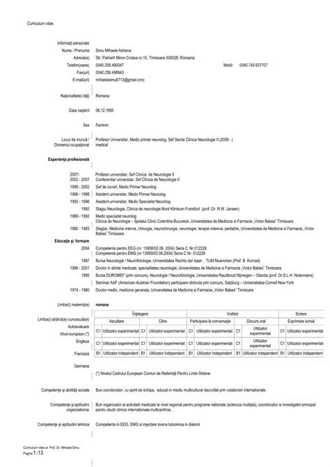 (PDF) Curriculum vitae - umfcd.ro · Clinica de Neurologie – Spitalul Clinic Colentina Bucuresti ...