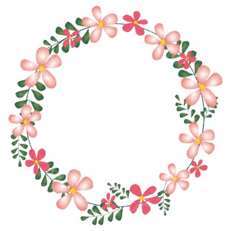 Circle Frame Pink Watercolor Flower Vector, Circle, Circle Flower ...