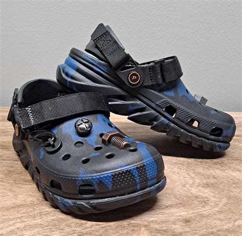 Post Malone Collab Crocs Duet Max M4 W6 Blue/Black Camo Clog/Scrap Metal Jibbitz | eBay