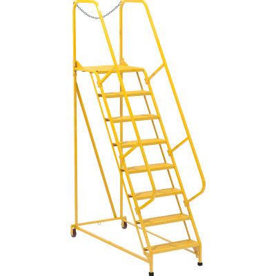 Maintenance Ladder - 8 Step Perforated - Yellow | B2871455 - GLOBALindustrial.com