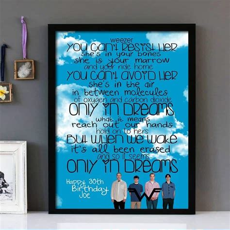 "Only In Dreams"- Weezer - Framed Lyrics Wall Art Design