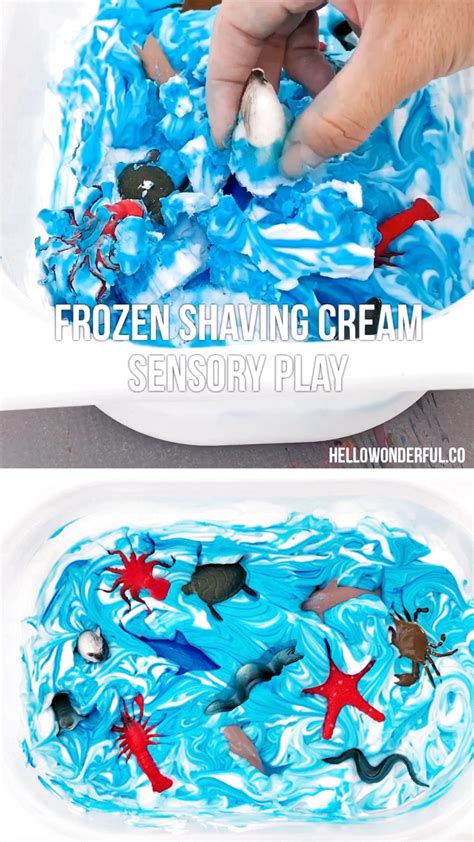 This frozen shaving cream ocean sensory play is great for toddlers ...