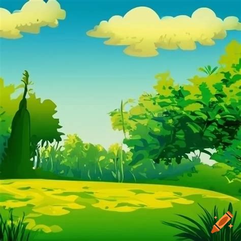 Cartoon meadow scenery illustration