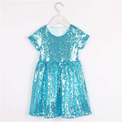 2020 Toddler Girls Glitter Dress Kids Sequin Sparkle Solid Pink Silver ...