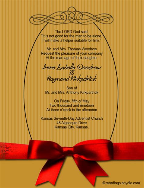 Christian Wedding Invitation Wording Samples – Wordings and Messages