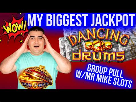 BIGGEST JACKPOT Of My Life On Dancing Drums ! Group Pull W/ MR MIKE SLOTS & Winning Mega Bucks