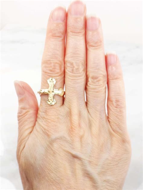 Vintage 14k Gold Crucifix Ring Unisex Cross Ring Yellow Gold | Etsy