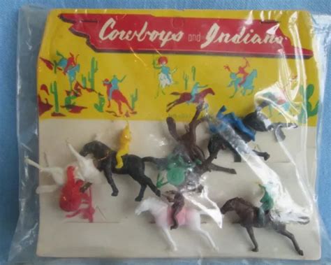 VINTAGE ORIGINAL 1960'S PLASTIC COWBOYS & INDIANS HORSES Toys Original Package $14.77 - PicClick