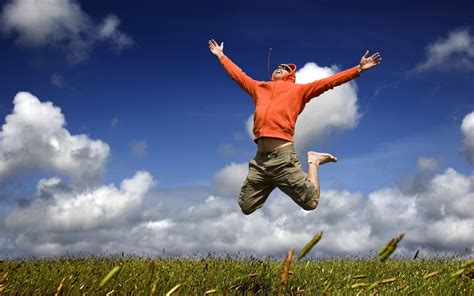 Wallpaper : boy, field, jump, sky, grass, smile, happiness 1920x1200 ...