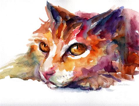 Watercolor orange tubby cat Painting by Svetlana Novikova - Fine Art ...