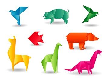 Premium Vector | Colorful origami paper animals isolated on white