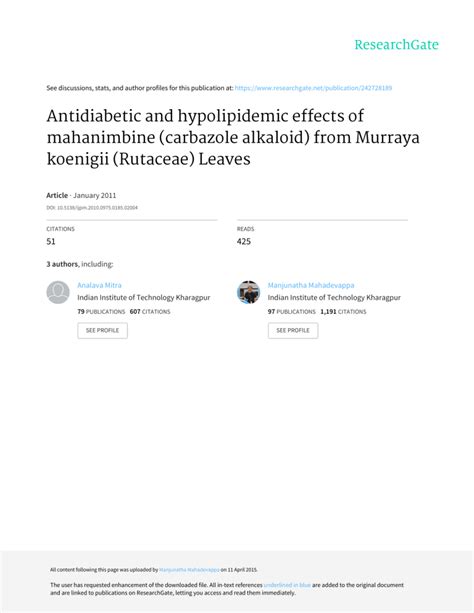 Antidiabetic and hypolipidemic effects o