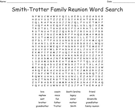 Free Printable Family Reunion Word Search - Word Search Printable