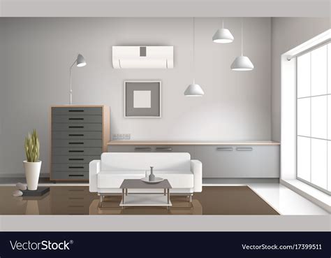 Realistic sitting room interior 3d design Vector Image