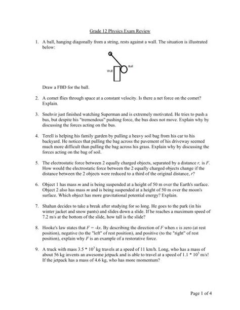 Grade 12 Physics Exam Review - Classconnect.ca