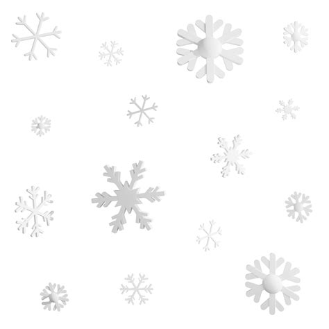 White snowflakes falling clipart flat design icon isolated on transparent background, 3D render ...