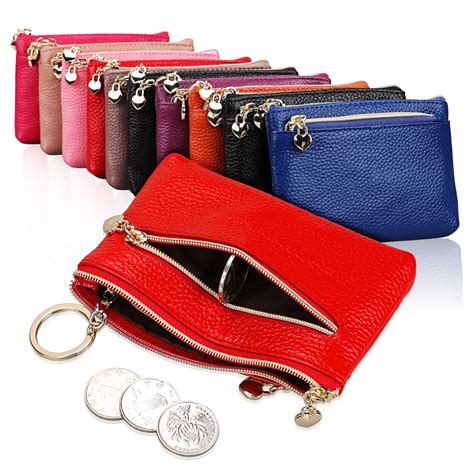 Genuine Leather Coin Purse Women Small Wallet Change Purses Mini Zipper ...