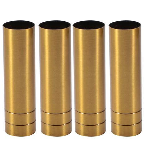 Unique Bargains 4pcs 25mmx100mm Brass Tone Metal Candle Cover Sleeves ...