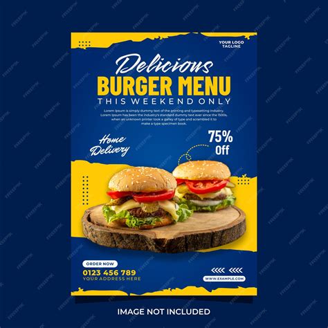 Premium Vector | Delicious burger menu vertical poster flyer promotion ...