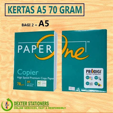 Jual KERTAS HVS A5 70GRAM | KERTAS A5 70GR PUTIH DAN WARNA PAPERONE | COPYPAPER A4 BAGI 2 PRINT ...