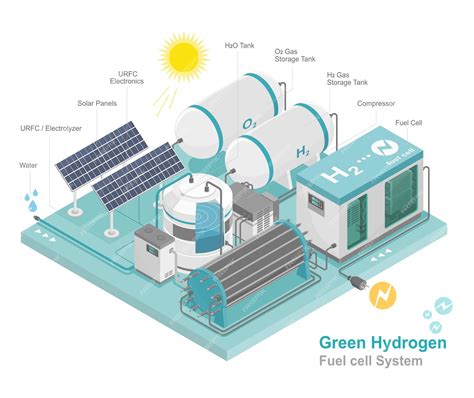 Premium Vector | Green hydrogen fuel cell h2 energy plant clean power ...