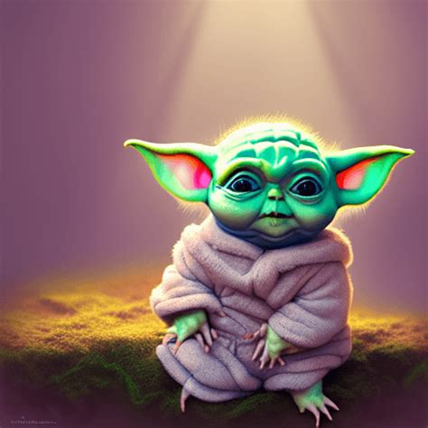 Whimsical Ultra Cute Fat Baby Yoda in Fairytale Landscape · Creative Fabrica