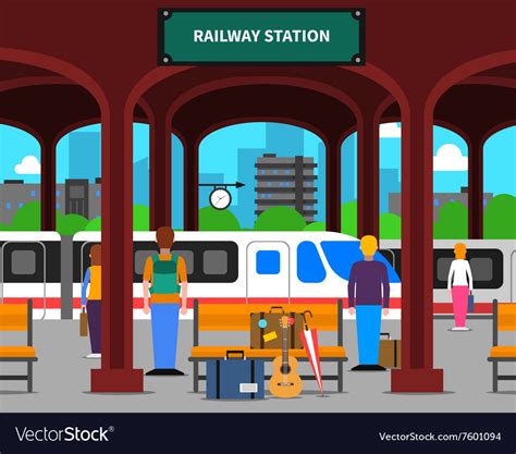 Railway station Royalty Free Vector Image - VectorStock