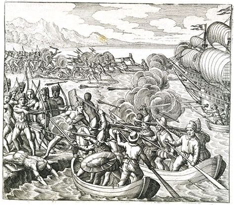 History of Haity: Engraving of the Spanish Battling Against Haitians by ...