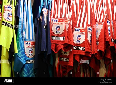 Crawley Town Adidas shirts seen in the kit room at the Broadfield ...