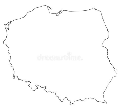 Polska - kontur mapa ilustracja wektor. Ilustracja złożonej z prosty ...