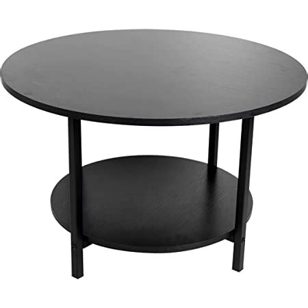 Amazon.com: Small Round Coffee Table with Open Storage for Small Space, Vanrohe 23.5" Black 2 ...