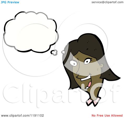 Cartoon of a Black Woman Thinking - Royalty Free Vector Illustration by lineartestpilot #1191102