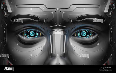 Very detailed futuristic robot eyes. Closeup view. 3D Render Stock Photo - Alamy