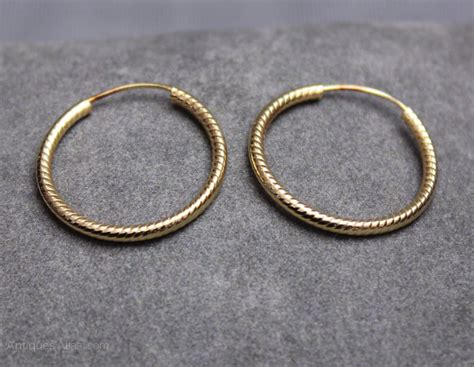 Antiques Atlas - Pair Vintage Gold Hoop Earrings